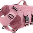 ICEFANG GN3 Tactical Dog Harness for Large Dogs, 6X Quick-Release Buckles,Dog Molle Vest with Handle,3/4 Body, Hook and Loop Panel for ID Patch,No Pulling Front Clip (L (Chest :28"-35"), Pink) (Large (Pack of 1))