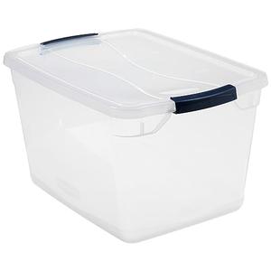 Rubbermaid Cleverstore Clear 30 Qt/7.5 Gal, Stackable Plastic Storage Containers with Durable Latching Clear Lids, Visible Storage, Great for Closet, Laundry, and Kitchen Storage (Pack of 6)