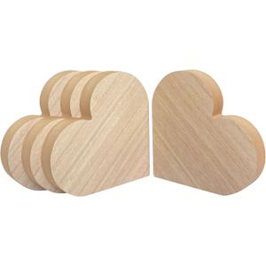 4 Pack 6 Inch Thick Wood Heart Wooden Block Unfinished MDF Wood Heart Signs Tabletop for Crafts Mother's Day Memorial Sign (6x6x1 in)