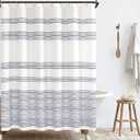 jinchan Extra Long Shower Curtain 84 Inch Length Navy Blue and White Modern Farmhouse Striped Waterproof Fabric Shower Curtains for Bathroom with 12 Hooks Machine Washable 70x84 Inches