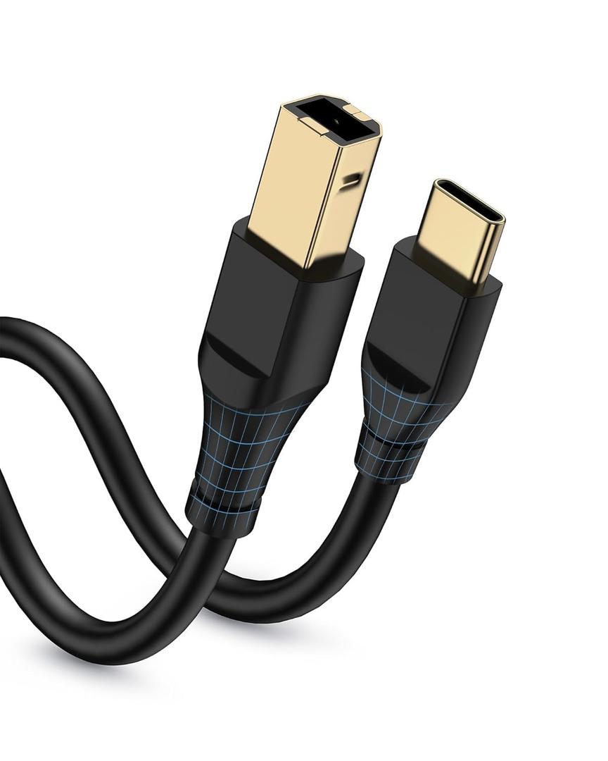 Printer Cable 10ft, Scanner USB C to USB B Cable for Epson, HP, Canon, Midi, Ethernet Print to Computer/Laptop/Pc-USB C MacBook Pro/Air/Mini,iPad Pro or Samsung Galaxy Midi Piano DAC Long Cord, 10Foot