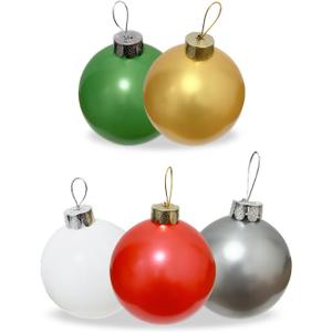 Huoety Inflatable Christmas Ornaments,(9'' 10 pcs) Large Inflatable Christmas Balls, Christmas Indoor and Outdoor Decor Balls, Holiday Decorations Yard Tree Decoration
