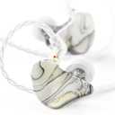 BASN MMCX Triple Driver in-Ear Monitors with Rich Bass, HiFi Stereo IEM Earphones with Upgraded Detachable Cables for Audiophiles Musicians (Porcelain White)