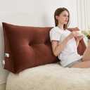 Zelladorra Headboard Pillow for Bed,Triangular Wedge Pillow Headboard Soft Support While Reading and Resting,Bed Bolster Cushion Headboard with Removable Cover,Coffee Brown,Twin (39"x8"x20")