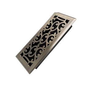 Howeall 4x10 Inches Heavy Duty Walkable Floor Register - Easy Adjust Air Supply Lever Decorative Floor Vent Covers - Savannah Design Vent Covers for Home - Antique Brass