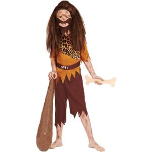 fun shack Stone Age Costume Boys Brown Caveman Kids Historical Halloween Costumes For Boys, Medium