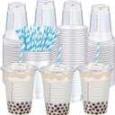 Sliner 50 Pcs Back to School Classroom Plastic Cups Bulk with Straw 16 oz Disposable Notebook Plastic Cups Drinkware for Back to School Party Supplies Favor