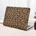 Seorsok Compatible with MacBook Pro 16 inch Case 2024-2021 M4 M3 M2 M1 A3403 A3186 A2991 A2780 A2485,Elegant Leopard Grain Leather Plastic Hard Shell Case with Keyboard Cover,Brown