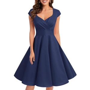 Bbonlinedress Women Short 1950s Retro Vintage Cocktail Party Swing Dresses (Large, Navy) Bbonlinedress Women Short 1950s Retro Vintage Cocktail Party Swing Dresses (Large, Navy)