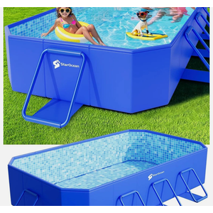 Foldable Pool, Large Non-Inflatable Swimming Pool for Kids,Adult Collapsible Poo