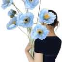 Fqueelvys Artificial Poppy Flowers,6PCS Blue Silk Poppy Flower 41.3in Fake Poppies Long Stem Flowers for Wedding Party Office Home Decor(Light Blue)