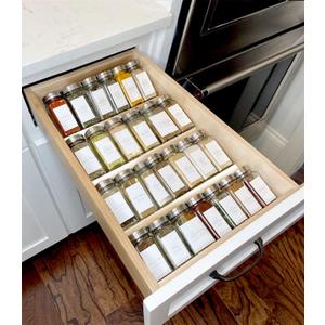 MIUKAA Clear Acrylic Spice Drawer Organizer, 4 Tier Seasoning Jars Drawers Insert, Kitchen Spice Rack Tray for Drawer/Countertop (Jars not included) (4 Pcs x 13 inch Width, Transparent)