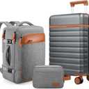 UKEIN Luggage Sets 3 Piece, Carry On Luggage 20In With Spinner Wheels,PC Hardside Suitcase Set with TSA Lock,Durable Carry On Suitcase With Travel Backpack for Men (Grey, 3 piece set (20inch))