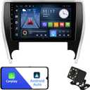 2+32G Android 12 Double Din Car Stereo for Toyota Camry 2015-2017 with 10.1 Inch Touchscreen Radio Built-in Bluetooth 5.4/WiFi 6/Wireless Carplay/Android Auto/GPS/FM/AUX-in/SWC/Backup Camera (Without Physical Buttons)