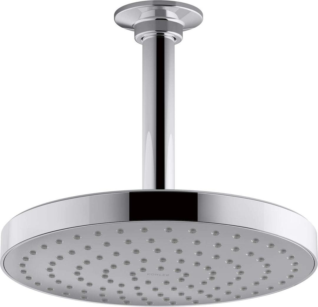 KOHLER 76464-G-CP Awaken 8 Inch Single-Function Rain SHOWERHEAD, 8" Fixed Round Rainfall SHOWERHEAD, 1.75 GPM, Polished Chrome