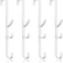Over The Door Hooks Hanger,Over The Door Towel Hook Organizer Hanging for Coat Clothes Backpack hat Purse Metal Towel Rack Back of Shower for Bathroom,Dorm,Bedroom,Kitchen,Office Closet White-4Packs