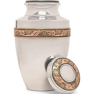Eternal Harmony Large Urn for Ashes, Adult Male & Female Cremation Urn for Human Ashes with Elegant Finishes, Secure Seal & Velvet Bag, Funeral Urn for Women & Men Up to 200 lbs, 7”x11” (Silver)