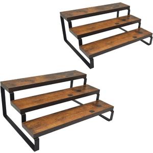 2 Pack 3 Tier Expandable Spice Rack Organizer (13.8 to 26)Display Riser Stand, Kitchen Cabinet Countertop Pantry Coffee Bar Display Shelf for Spice, Liquor, Perfume, Makeup, Figure, Dolls Collection