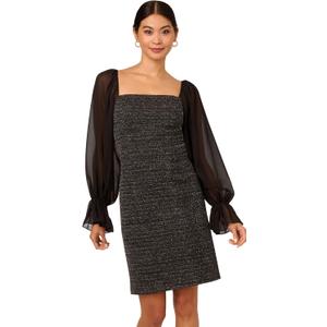 Adrianna Papell Women's Metallic Boucle Combo Dress (Black, M)