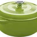 Lodge 6 Quart Enameled Cast Iron Dutch Oven with Lid  Dual Handles  Oven Safe up to 500 F or on Stovetop - Use to Marinate, Cook, Bake, Refrigerate and Serve  Avocado