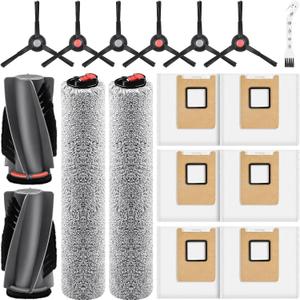 Accessories Kit Compatible with eufy E28 Omni / E25 Omni Robot Vacuum, Replacement Parts Include 1 Set (2) Main Brushes, 6 Dust Bags, 2 Roller Mops, 6 Side Brushes, 1 Cleaning Tool