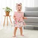 Baby Girl Clothes Newborn Romper Dress Infant Lace Ruffle Sleeveless Summer Outfits with Headband 0-12 Months, Pink