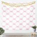 Pink Bow Tapestry Cute Bowknot Geometric Lattice Patchwork Wall Hanging, Princess Kawaii Bow Tie Wall Blanket Home Artwork, Girls Room Decor, Medium  173*228 Inches : Home & Kitchen