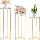 3PCS Cylinder Stands for party, Gold Metal Round Pedestal stand, flower stand, Plant stand, cake stand, Display Stand Tables for Weddings Party Birthday festival Backdrop Decoration