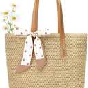 Trifabricy Beach Bags for Women, Large Straw Beach Bag, Beach Tote Bag Shoulder Handbags, Straw Bag Beach Purse for Summer