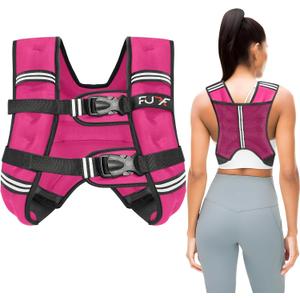 Weighted Vest 15lb Weights with Reflective Stripe, Weighted Vest for Men Women Strength Training Running Walking Jogging (Pink)