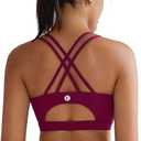 RUNNING GIRL Sports Bras for Women,Strappy Back Plus Size Bras Padded Workout Red Sports Bras Push up(WX2354 Winedred,XL), Soiled