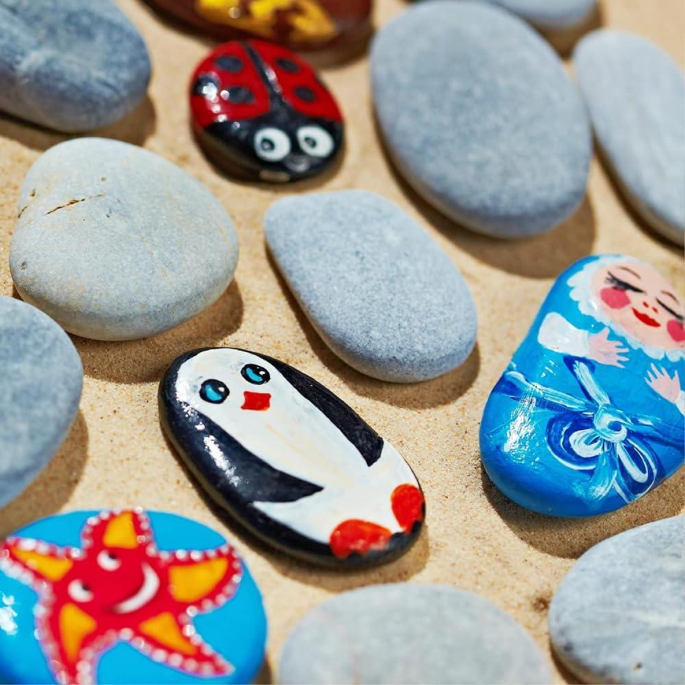 PGN 40 Large River Rocks for Painting - Stimulate Your Childrens Creativity with Our Painting Rocks for Kids - Flat and Smooth - Fun & Engaging Rock Painting with The Family - 2-4 Inches