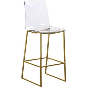 Meridian Furniture Lumen Collection Modern Contemporary Acrylic Counter Stool with Stainless Steel Base, 16.5" W x 20" D x 42" H, Gold