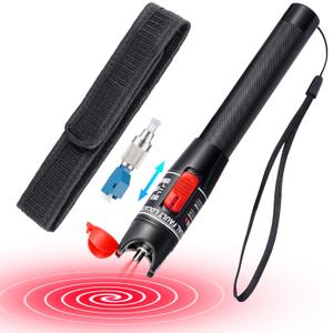 Visual Fault Locator 50KM - VFL Fiber Optic Tester Kit with Universal 2.5mm Connector, Includes FC to LC Adapter, Compatible Single Mode 9/125um & Multimode, Fiber Light & Laser for CATV Telecom