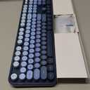 Wireless Keyboard and Mouse Combo, Ergonomic Full Size Typewriter Retro Round Keycaps Keyboard, Compatible with Windows, PC, Perfer for Home and Office Keyboards (Twilight Blue