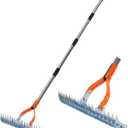 Walensee Thatch Rake, 15-Inch Lawn Thatching Rake, Robust Dethatched Rake, Efficient Steel Metal Rake with Handle, Versatile Grass Grooming Rake for Cleaning Dead Grass, Yard Garden Durable Soil Rake