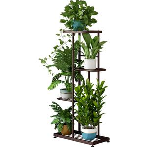 LINZINAR Plant Stand Metal 4 Tier 5 Potted Multiple Flower Pot Holder Shelf Indoor Outdoor Planter Display Shelving Unit for Patio Garden Corner Balcony Living Room (4 Tier 5 Potted, Bronze)