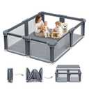 G TALECO GEAR Foldable Playpen for Babies and Toddlers, 59"x71" Portable Play Yard with Mat, Kids Collapsible Play Pen with Sturdy Metal Frame & Mesh Walls, Indoor & Outdoor Baby Fence Play Area