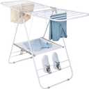Honey-Can-Do Heavy-Duty Foldable Laundry Drying Rack Portable Shoes & Clothes Rack for Indoor & Outdoor Use, Space-Saving Design, Easy to Fold Gullwing Design, Sturdy Metal, 50lb. Capacity, White
