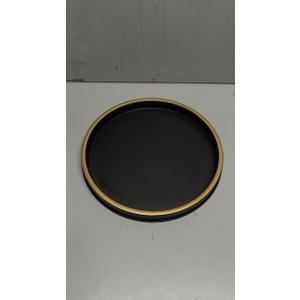 Silicone Bathroom Tray Round Vanity Tray Decorative Soap Holder Kitchen Countertop Organizer Coffee Table Decor for Candle, Perfume, Plant, 10 Inch, Black