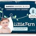 Bamboo Diapers Size 5 Extra Soft for Toddlers, Natural, Hyper Absorbent, Sensitive Diapers for Toddlers 36 Pieces Hypoallergenic, Disposable [Over 26 lbs or 11.8kg]