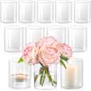 DYMFADFB 12pcs Glass Cylinder Vases for Centerpieces - 4 Inch Small Flower Vase for Wedding Decorations, Clear Glass Flower Vases Floating Candle Holder for Table Centerpiece Wedding Home Dcor