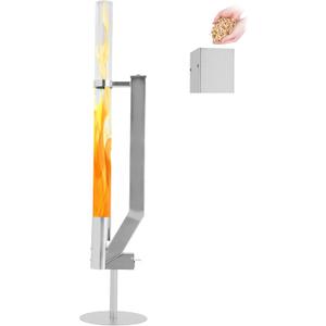 Updated Pellet Patio Heater, Portable Pellet Heater Glass Preserve Flame Captivating and Dynamic Appearance, Pellet Fire Pit with Unique Looking Can Be Used Bonfire, Backyard, Patio, Picnic, Camping.
