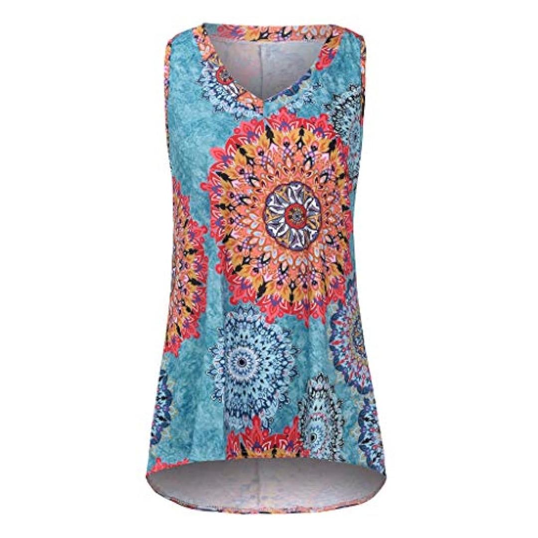Libermall Blouses Tank Tops for Women Summer Sleeveless Floral Print V-Neck T-Shirt Tunic Tops Blouse Shirts
Size M