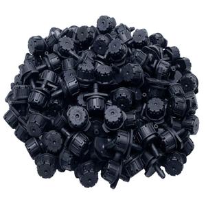 100 Pcs Adjustable Irrigation Drippers Sprinklers 1/4 Inch Emitter Dripper Micro Drip Irrigation Sprinklers for Watering System, Black.