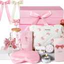 Skylety Pink Bow Gift Baskets for Teen Girls, Women Valentines Galentine's Gifts Trendy Stuff Coquette Teen Girl Birthday Box Gift for Her, Sister Friend Women Sweet 16th 18th 21st Box Set