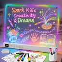 Led Drawing Board with 13 Light Effects, 16" Rechargeable Glow Doodle LED Note Board with Colors, Neon Light Up Drawing Tablet Gifts for Kids for Easter Birthday Christmas Gift Ideas (White)