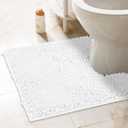 ITSOFT Non-Slip Shaggy Chenille Toilet Contour Bathroom Rug with Water Absorbent, 24 x 21 Inches U-Shaped White