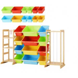 Toy Storage Organizer with Bookshelf and Stuffed Animal Storage - Kids Playroom Organization with 3 Shelves and 12 Bins - Toddler Living Room Toy Box for Collections - Nursery Bedroom Decor Essential