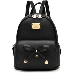 I IHAYNER Girls Bowknot Cute Leather Backpack Mini Backpack Purse for Women (Black)